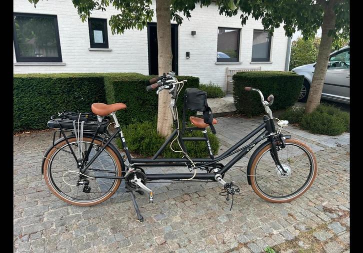 Tri-Bike elektrische tandem met achterbesturing, Fietsen en Brommers, Fietsen | Tandems, Zo goed als nieuw, 15 tot 20 versnellingen
