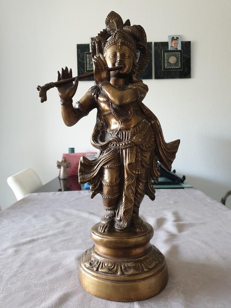groot bronzen boeddha beeld krishna 59cm, Antiek en Kunst, Antiek | Brons en Koper, Ophalen