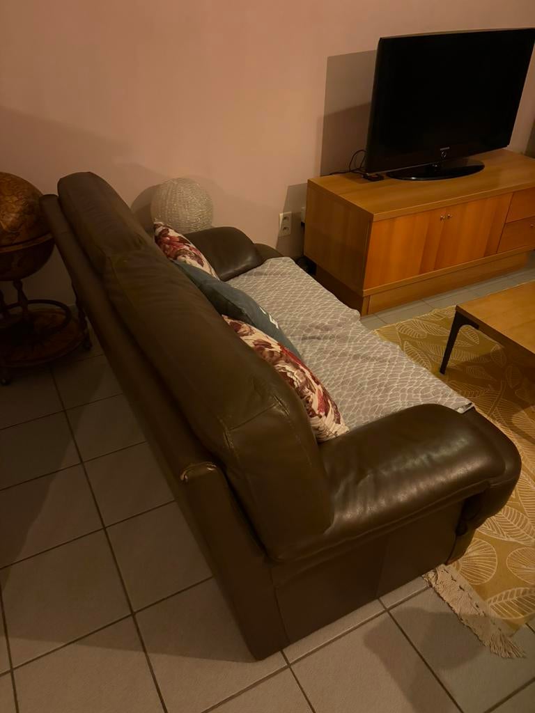 Lederen tweezit, Ophalen, Gebruikt, Tweepersoons, Leer