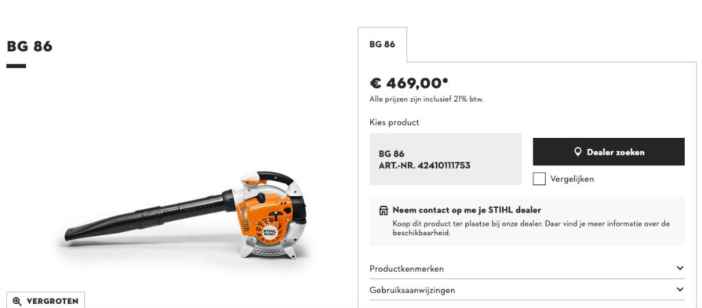 Stihl Bladblazer BG86, Tuin en Terras, Bladblazers, Ophalen, Stilh, Benzine, Handgedragen