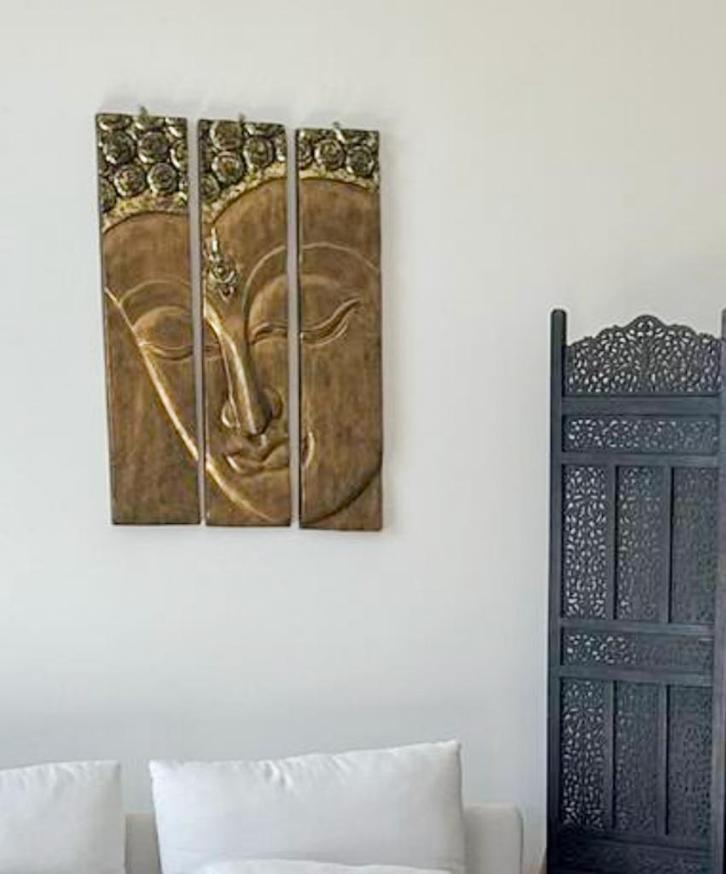 Boeddha gezichts wandpaneel, Huis en Inrichting, Woonaccessoires | Boeddhabeelden, Zo goed als nieuw, Ophalen