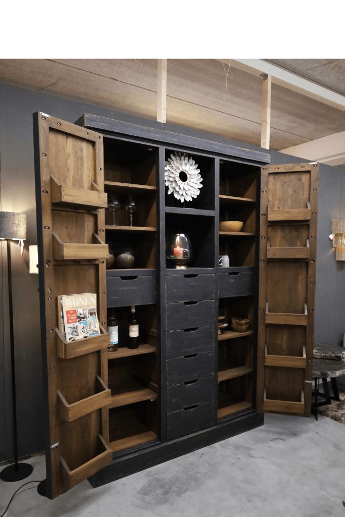 Landelijk grote zwarte "wijn'kast, Huis en Inrichting, Woonaccessoires | Wijnrekken, Nieuw, Hout, Ophalen of Verzenden