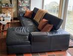 zetel in zwart leder, Huis en Inrichting, Ophalen, Gebruikt, Hoekbank, Leer