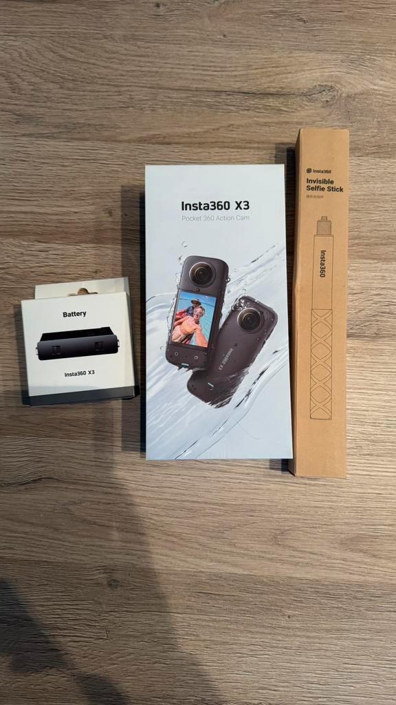 Insta360 X3 + Invisible Selfie Stick + Extra Batterij, Audio, Tv en Foto, Actiecamera's, Zo goed als nieuw, Ophalen
