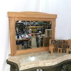Grand miroir français ancien en chêne lessivé L 111 H 90, Maison & Meubles, 100 à 125 cm, Enlèvement, Utilisé, Moins de 100 cm
