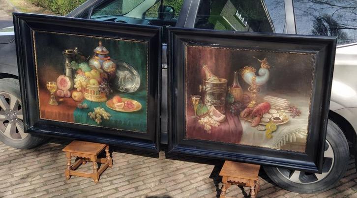 2 peintures Allemagne début XXème 101x122cm., Antiquités & Art, Art | Peinture | Classique, Enlèvement