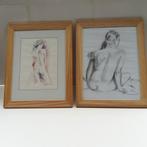 Originele tekeningen.  Ingelijst 46 x36 cm. Prijs/ stuk., Antiek en Kunst, Ophalen of Verzenden