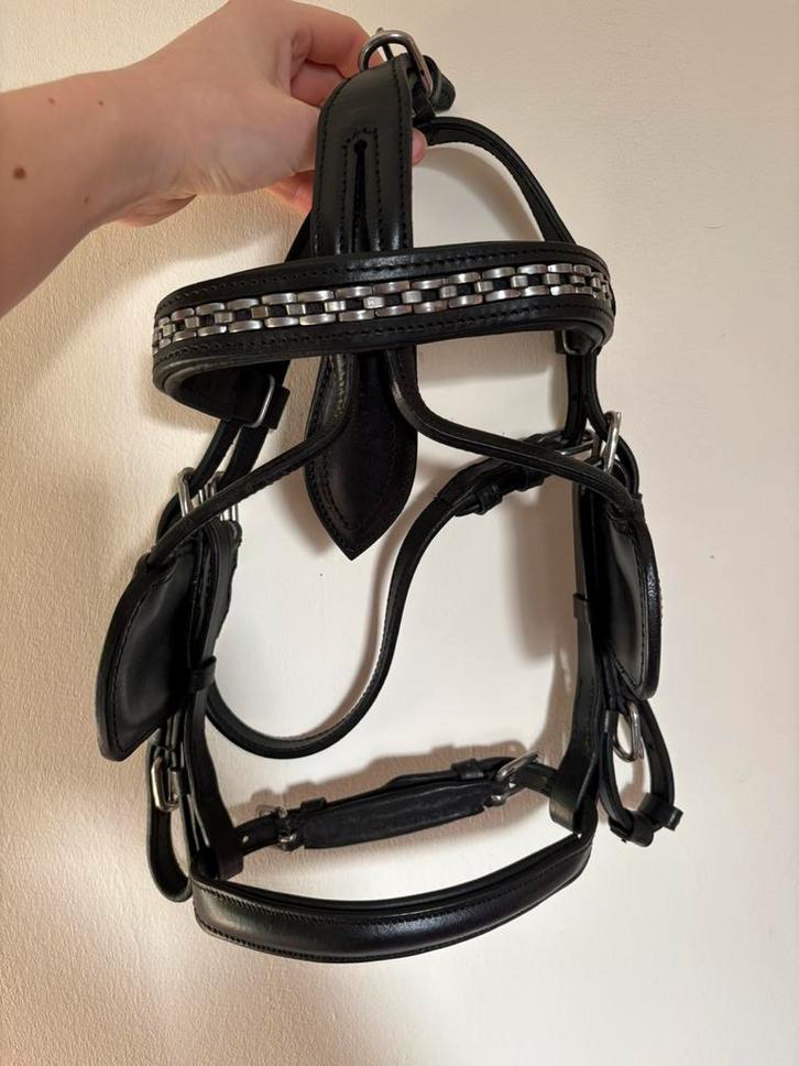 NIEUW zwart lederen (men)hoofdstel mini shet, Dieren en Toebehoren, Paarden en Pony's | Hoofdstellen en Tuigage, Nieuw, Ophalen of Verzenden