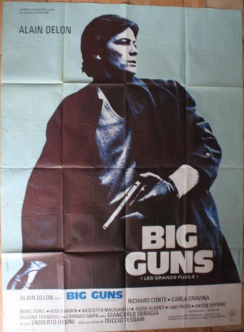 Franse XL filmaffiche Alain Delon Big guns 1973 filmposter, Verzamelen, Posters, Zo goed als nieuw, Film en Tv, Deurposter of groter
