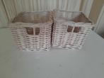 set van 2 witte rieten mandjes, Ophalen of Verzenden, Gebruikt, Vierkant, Riet