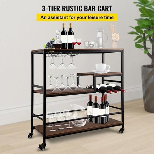 Wijnrek Serveren Winkelwagen Op Wielen, Huis en Inrichting, Woonaccessoires | Wijnrekken