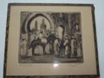 JOHN MICHAUX ets gravure pointe sèche Kairouan Orientalisme, Antiek en Kunst, Ophalen of Verzenden