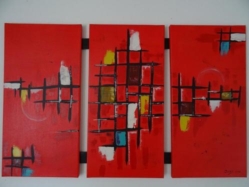 Tableau abstrait triptyque graffiti art style Jules 010, Antiquités & Art, Art | Peinture | Abstraite, Enlèvement ou Envoi