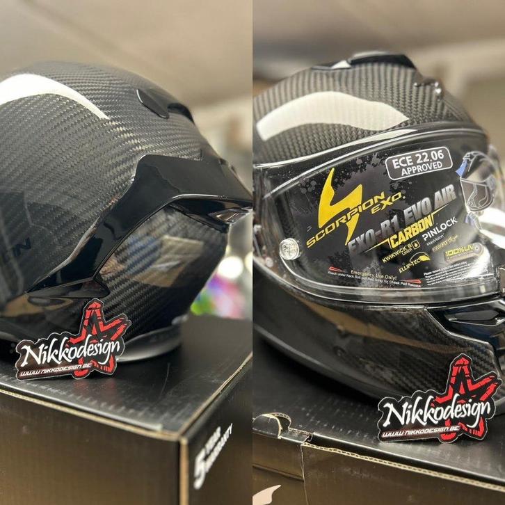 SCORPION EXO-R1 Evo Air Carbon Onyx Black, Motos, Vêtements | Casques de moto, Hommes, Casque intégral, M, Enlèvement ou Envoi
