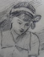 Portret van jong meisje - rond 1900, Antiek en Kunst, Kunst | Tekeningen en Fotografie, Verzenden