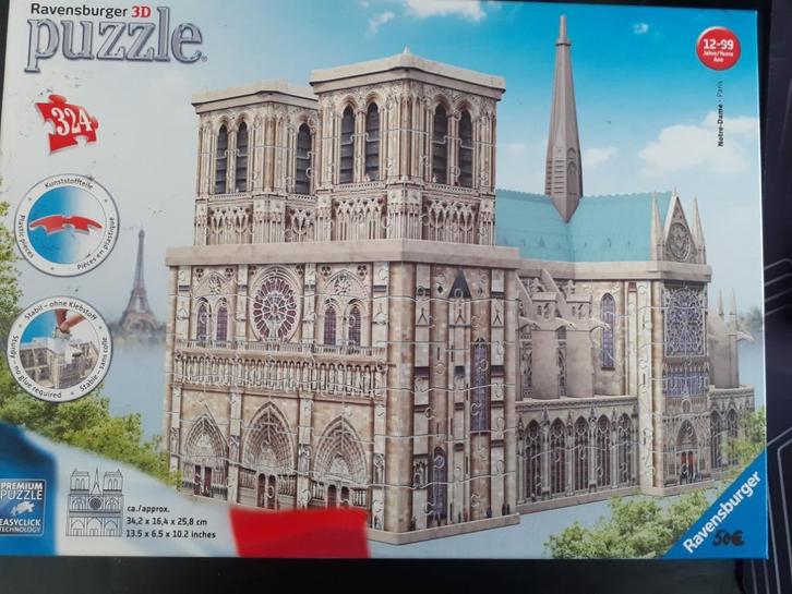 3D Notre Dame Ravensburger, Hobby en Vrije tijd, Denksport en Puzzels, Gebruikt, Rubik's of 3D-puzzel, Ophalen of Verzenden