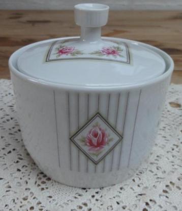 Vintage porseleinen suikerpot met roze roosjes, Alka kunst, Enlèvement ou Envoi, Comme neuf, Autres types, Autres styles