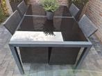 Aluminium tuintafel met 4 stoelen, Tuin en Terras, Tuinsets en Loungesets, Ophalen, 4 zitplaatsen, Gebruikt, Aluminium