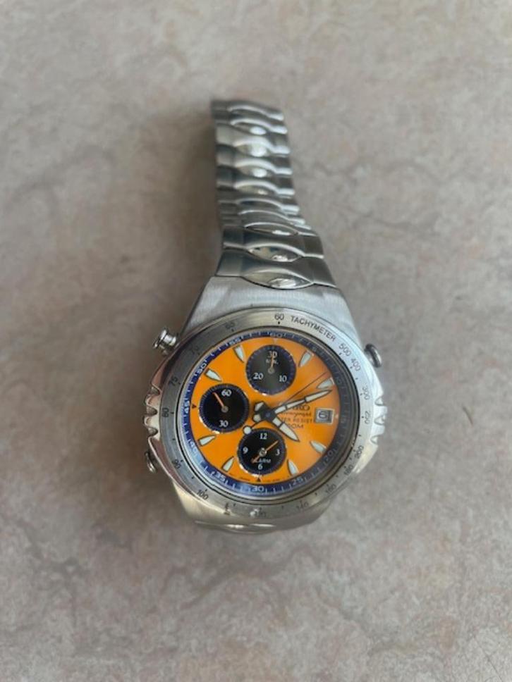 Seiko HORLOGE (man)Maccina Sportive /Chronograaf, Handtassen en Accessoires, Horloges | Heren, Zo goed als nieuw, Seiko, Zilver