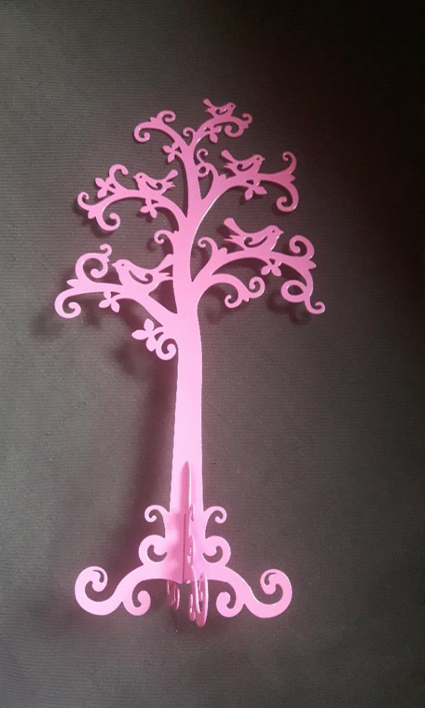 Fuchsia roze juwelenhouder staander boom vogels sieradenboom, Handtassen en Accessoires, Beautycases, Roze, Ophalen of Verzenden