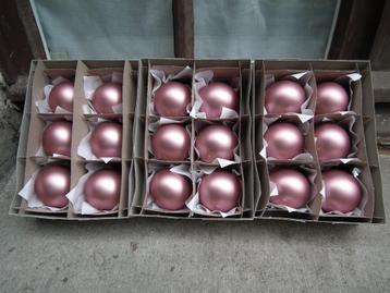 3 boîtes de 3x 6 boules en verre. 6 cm. Vieux rose (Decoris), Envoi, Comme neuf