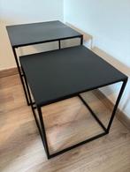 2 zwarte, metalen bijzettafels, Ophalen, Minder dan 45 cm, Minder dan 55 cm, Gebruikt
