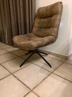 Bruine draaifauteuil met metalen poten en stoffen bekleding, Tissus, Moins de 75 cm, Industrieel - Landelijk, Enlèvement