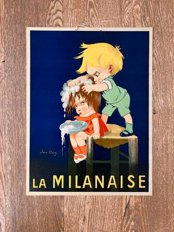 Retro reclamebord litho La Milanaise John Onwy beschikbaar voor biedingen