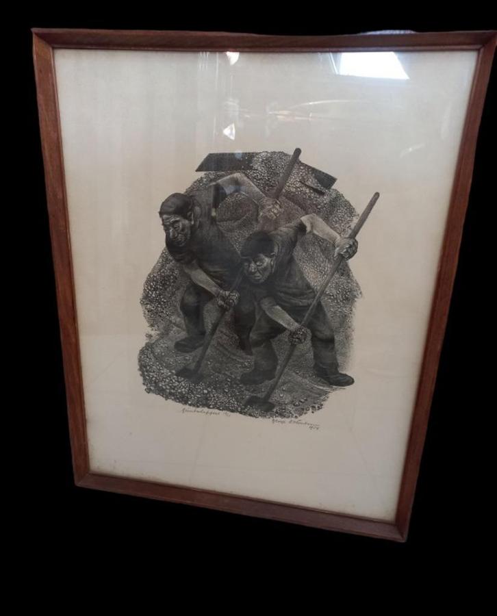 Grintscheppers George Noteboom 1906-1987, Antiek en Kunst, Kunst | Etsen en Gravures, Ophalen