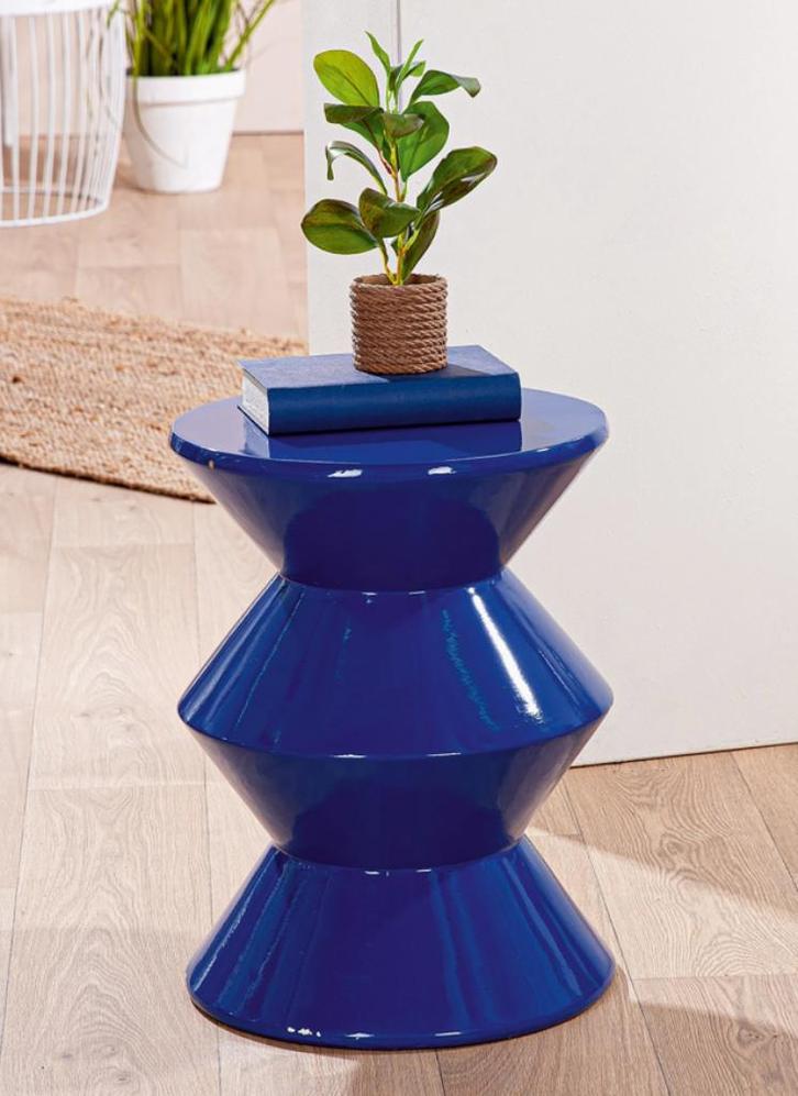 Design Bijzettafel – Kobalt Blauw | Magnesia | Ø34 x H45 cm, Huis en Inrichting, Woonaccessoires | Zuilen en Pilaren, Nieuw, Ophalen of Verzenden