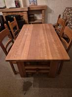 Eikenhouten tafel en vier stoelen. Nieuwstaat!, Ophalen, Zo goed als nieuw
