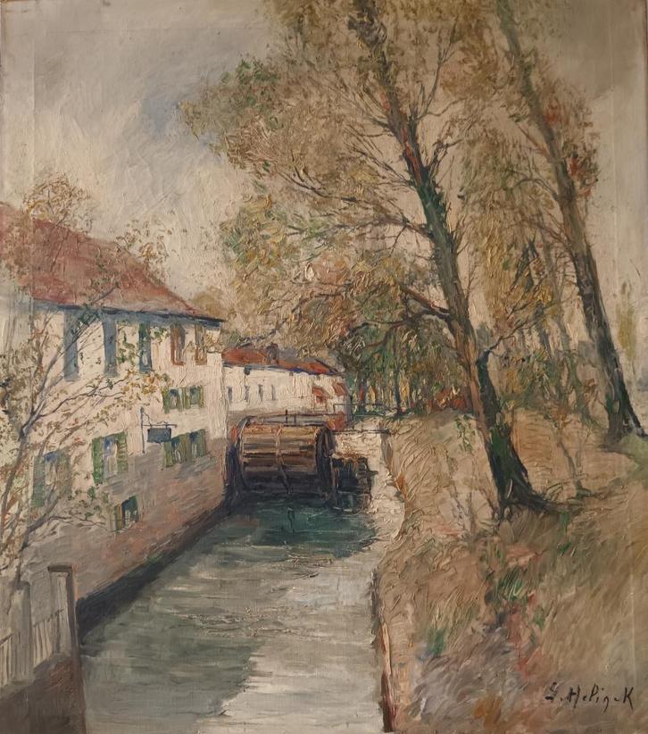 Gustave Helinck (1884-1954) - Olieverf doek 80x70cm, Antiek en Kunst, Kunst | Schilderijen | Klassiek, Ophalen of Verzenden