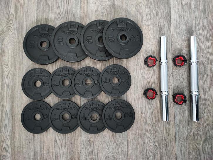 Domyos Halterset. (20kg) (Perfecte staat!), Sport en Fitness, Fitnessmaterialen, Zo goed als nieuw, Halterset, Armen, Benen, Borst