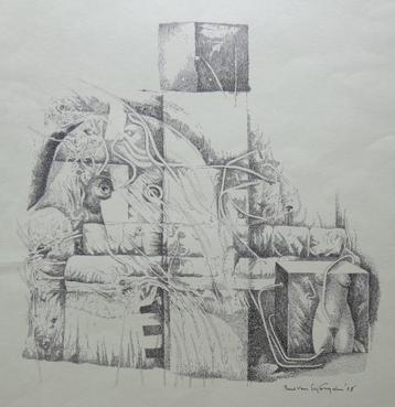 PAUL VAN GYSEGHEM / COMPOSITIE / ZW-W LITHO / 61x43cm / 1978 beschikbaar voor biedingen