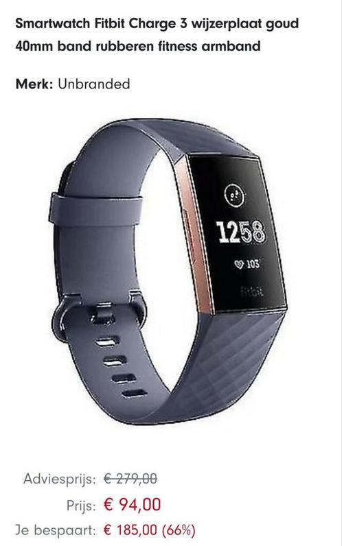 Montre connectée Fitbit Charge 3 avec cadran et bracelet en, Sports & Fitness, Cardiofréquencemètres, Neuf, Enlèvement ou Envoi