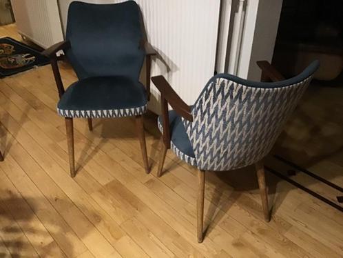 Set van 4 polonio vintage stoelen, Maison & Meubles, Chaises, Bois, Tissus, Enlèvement