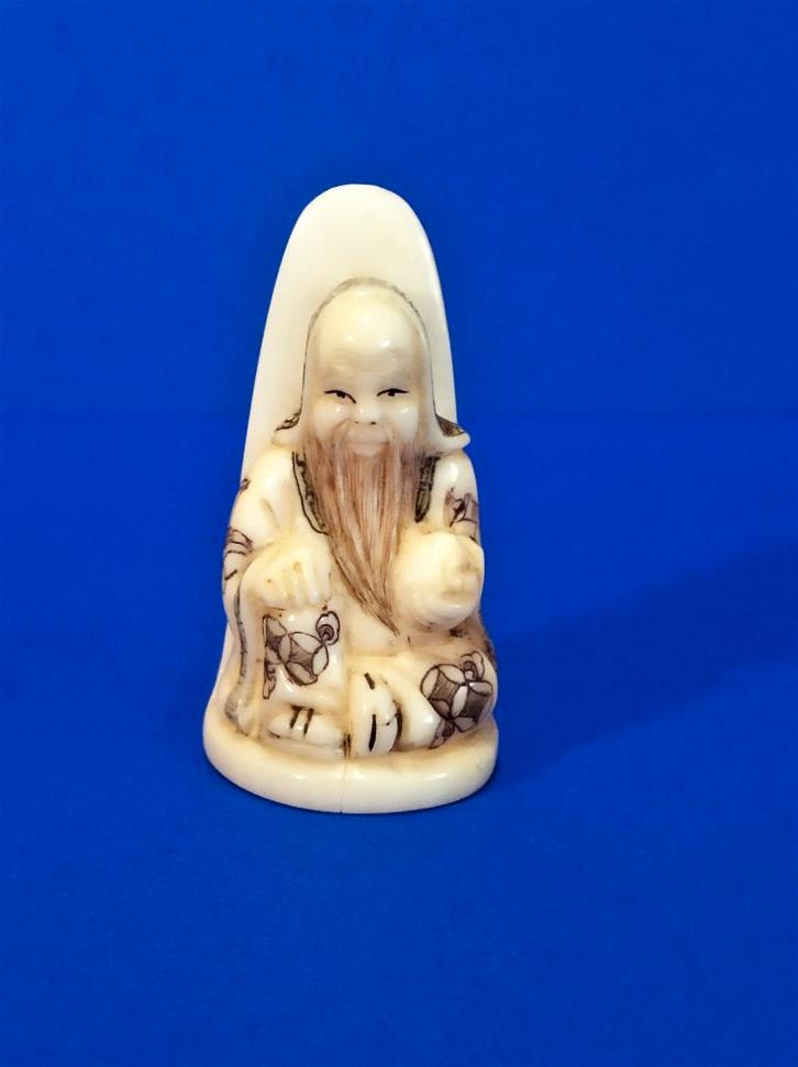 Ivoren netsuke van Fukurokuju, Antiek en Kunst, Kunst | Niet-Westerse kunst, Verzenden