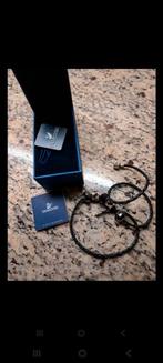 Armband swarovski, Zwart, Leer, Ophalen of Verzenden, Zo goed als nieuw