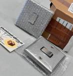 2X Geborsteld satijn chrome chroom licht schakelaar knop set, Ophalen of Verzenden, Nieuw