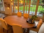 Eettafel ovaal (hangoor/gateleg model) met stoelen, Huis en Inrichting, Ophalen, Gebruikt, 150 tot 200 cm, Eikenhout