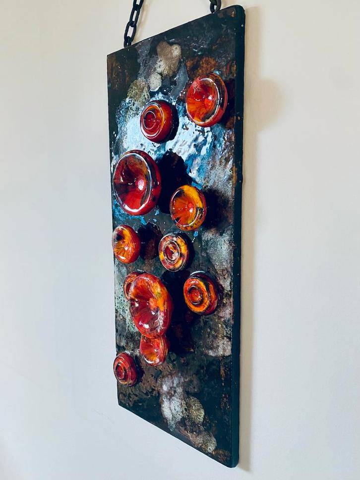 Vintage Ruscha Mushroom Fat Lava wandtegel, Antiek en Kunst, Kunst | Schilderijen | Abstract, Ophalen