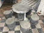 Tuinset met ronde tafel en 6 krukjes, Tuin en Terras, Ophalen, Overige materialen, 6 zitplaatsen, Zo goed als nieuw