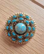 Antieke Victoriaanse broche met turquoise parels, Ophalen of Verzenden, Broche