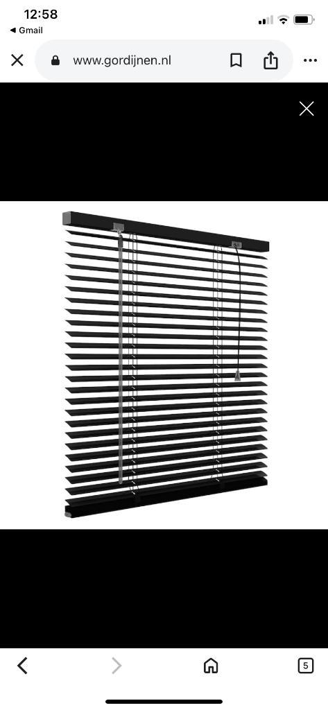 6 x Zwarte metalen luxaflex, Huis en Inrichting, Overige Huis en Inrichting, Gebruikt, Ophalen