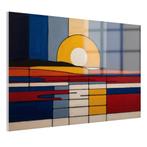 Zonsondergang Piet Mondriaan stijl Glasschilderij 105x70cm +, Huis en Inrichting, Woonaccessoires | Wanddecoraties, Nieuw, Verzenden