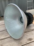 grote industriële vintage hanglampen uit metaal en glas, Ophalen, Gebruikt, 50 tot 75 cm, Glas