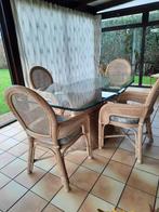 Rotan eetkamerset, Huis en Inrichting, Complete eetkamers, 4 tot 6 stoelen, Zo goed als nieuw, Ophalen