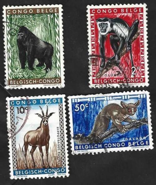 8 postzegels 1959 Beschermde dieren Belgisch Congo, Postzegels en Munten, Postzegels | Afrika, Gestempeld, Overige landen, Ophalen of Verzenden