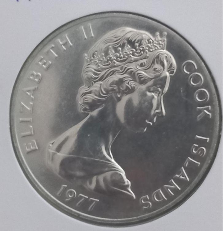 Cookeilanden 5 dollar 1977 (zilver), Postzegels en Munten, Munten | Oceanië, Losse munt, Zilver, Verzenden