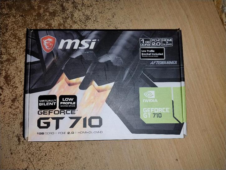 MSI GeForce GT 710 1GO DDR3, Computers en Software, Videokaarten, Gebruikt, Nvidia, PCI-Express 2.0, GDDR3, HDMI, DisplayPort